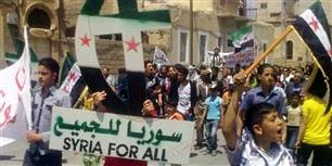 Demonstranter i Syrien (18.5.2012) er ikke mere bange for Syriens tyran trods tusinder skudt i gaderne.
