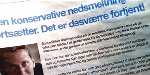 Den konservative nedsmeltning fortsætter, skriver partileder Anders Samuelsen fra Liberal Alliance i denne annonce. Nu har Liberal Alliance valgt den tidligere konservative folketingskandidat og boligudlejer Søren Pflug til ny lokalformand i Aalborg. Lejere har kørt stribevis af sager mod Søren Pflug, der i følge Huslejenævnet skylder seks studerende 57.760 kroner.