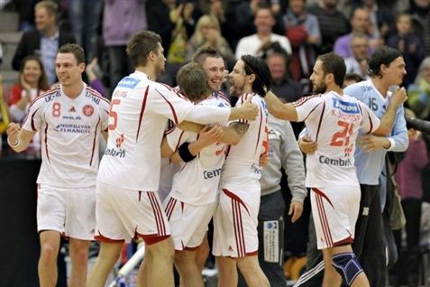 AaB Håndbold kunne juble efter den smalle sejr i første DM-finale.