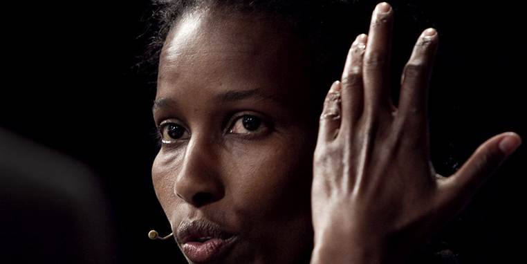 Ayaan Hirsi Ali blev modtaget som en dronning hos DF og fik en Georg Jensen-marguerit som gave. Smykket, som Pia Kjærsgaard altid går med - og som dronning Margrethe ofte ses med.