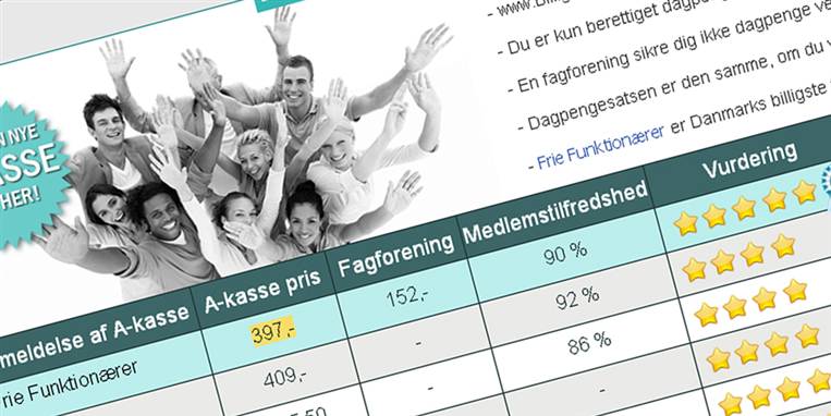 'www.billig-akasse.dk er 100 % redaktionelt uafhængig af alle a-kasser,' hævder ejeren, der får penge for at henvise folk til a-kassernes websider