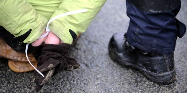 En af de ulovlige anholdelser på Amagerbrogade under COP15.