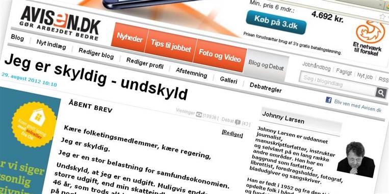 Johnny Larsens blog er en af Avisen.dks mest læste. Han startede den i marts og har nu kontakt med mange, der er kommet i klemme på grund af sygdom