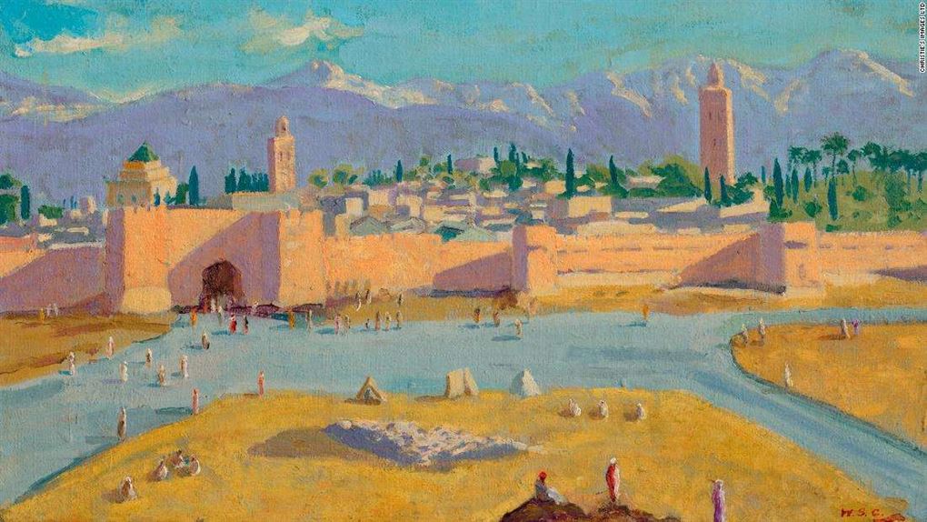 maleri af moské i marokko malet af Winston Churchill 
