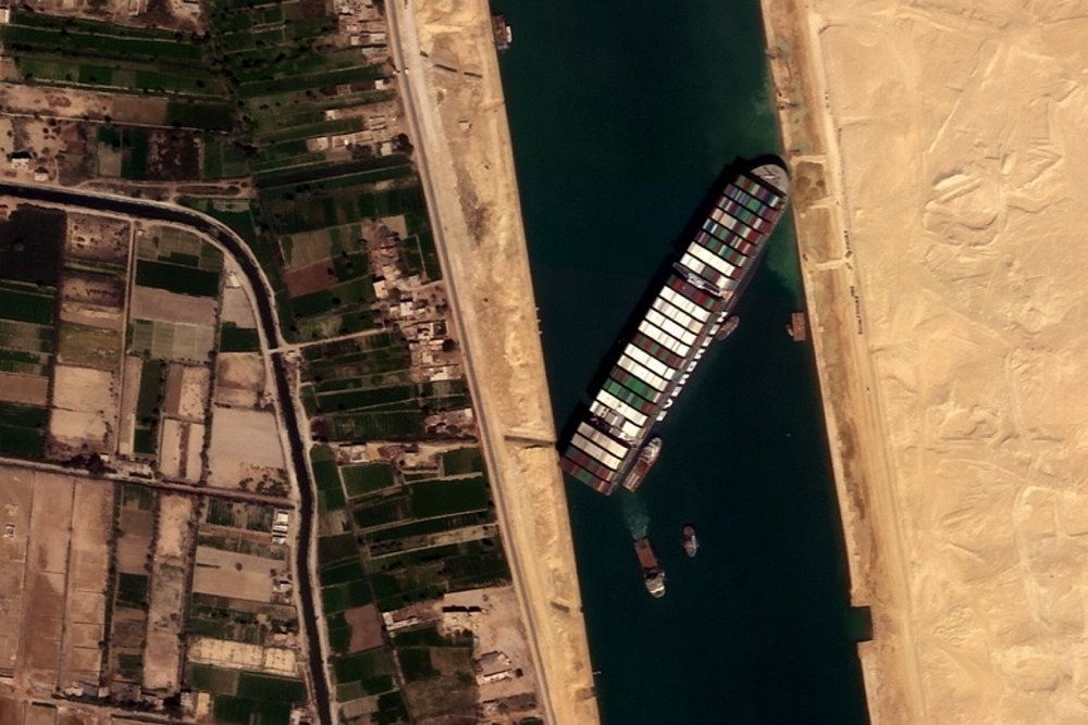luftfoto af containerskibet