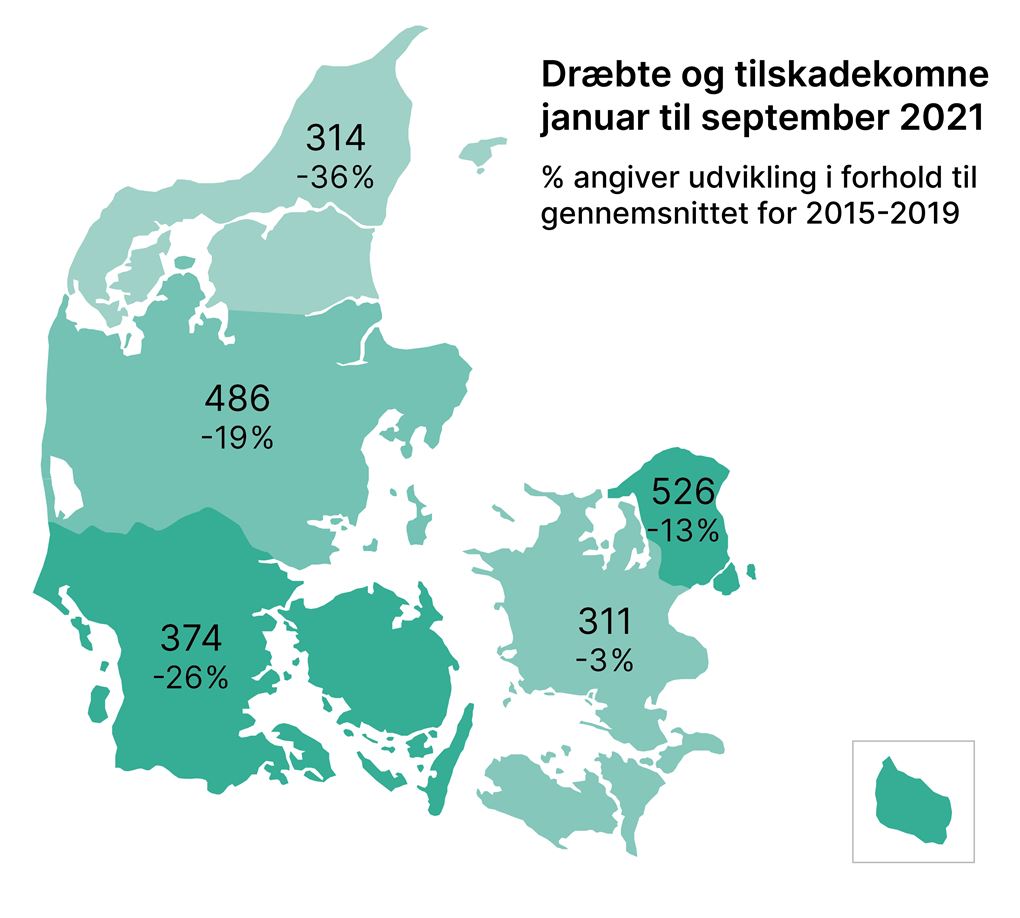 et kort over Danmark med tal på