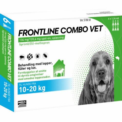 Frontline Combo Vet 3-pak eller 6-pak, til behandling mod lopper, flåter og lus på hunde 10-20 kg hunde
