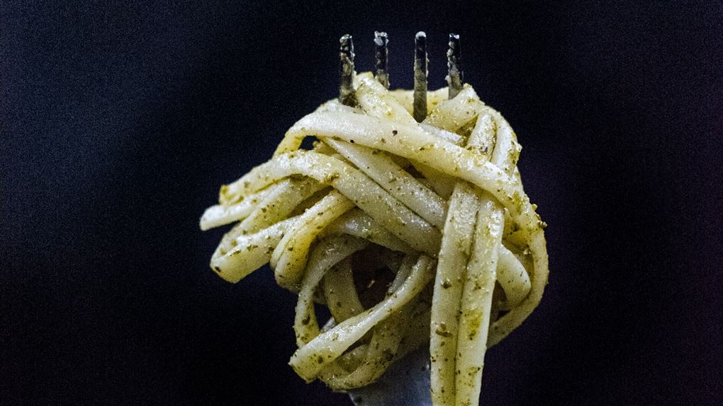 pasta på gaffel