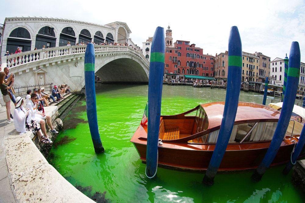 kanal med grønt vand