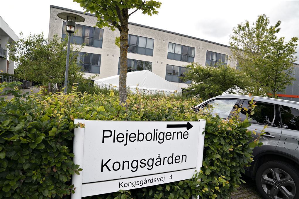Skilt foran plejehjemmet Kongsgården i Viby ved Aarhus