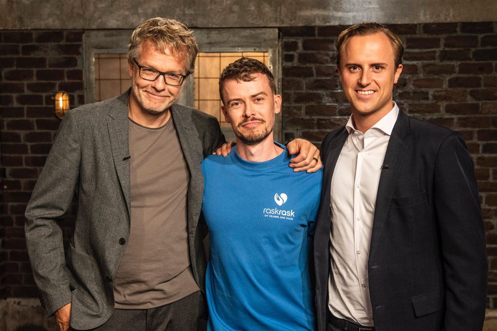 De to investorer i tv-programmet "Løvens Hule" Jan Lehmann og Christian Arnstedt sammen med ALbert Kirk Iversen fra virksomheden RaskRask 