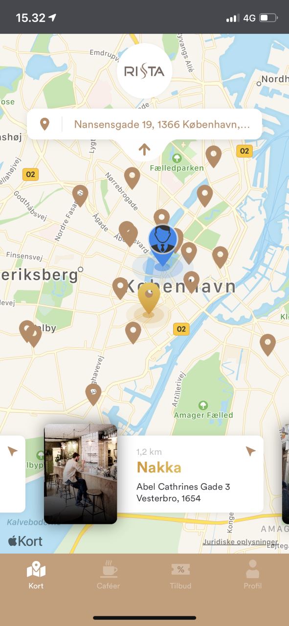 Screendump fra Rista App