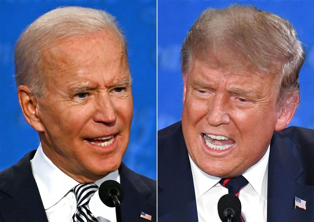 Nærbillede af de to præsidentkandidater Biden og Trump