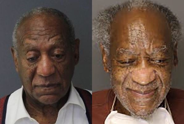 To forbryderfotos af Bill Cosby fra henholdsvis 2018 og 2020 