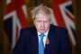 den engelske premierminister Boris Johnsen stirrer ind i kameraet med sammenbidt udtryk
