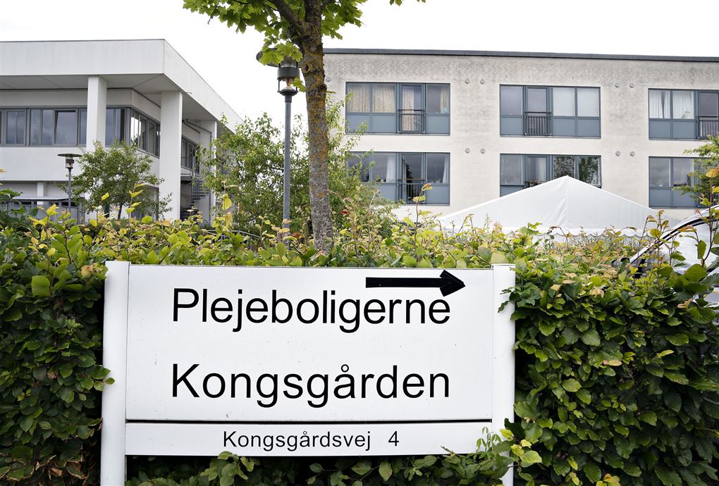 Skilt foran plejehjemmet Kongsgården i Viby ved Aarhus