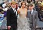 Rupert Grint, Emma Watson og Daniel Radcliffe på den røde løber.