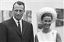 sort/hvid billede af kronprins Harald og Sonja Haraldsen