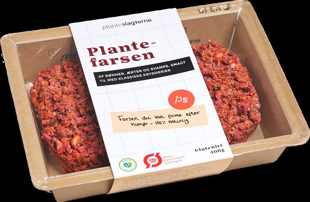 En pakke hakket plantefars i en papemballage