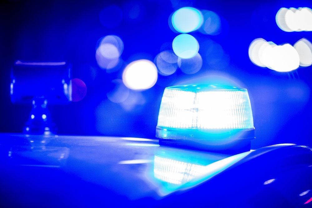Blå blink på politibil