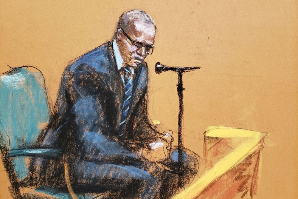 tegning fra retssag mod sangeren R. Kelly