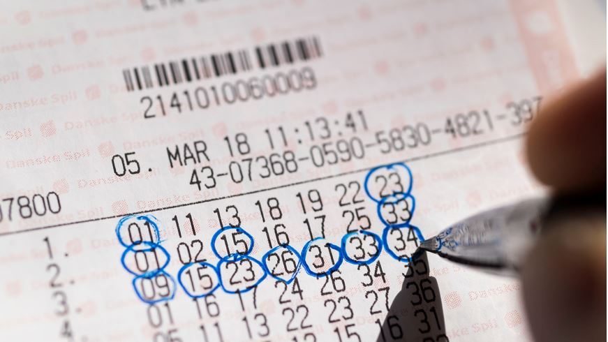 Afkrydsede tal på lotto-kupon