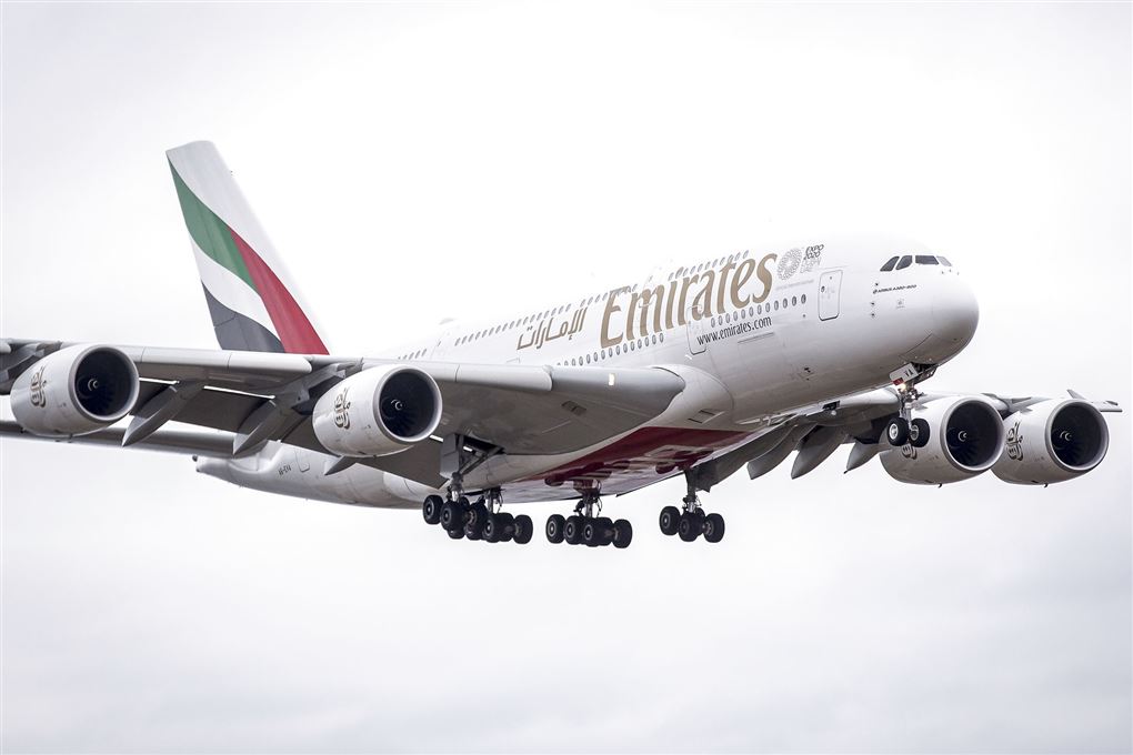 Et A380 på vej til at lande