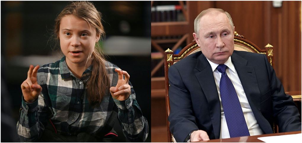 Greta Thunberg og Validimir Putin sat sammen