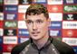 Andreas Christensen til en pressekonference i forbindelse med en landskamp.