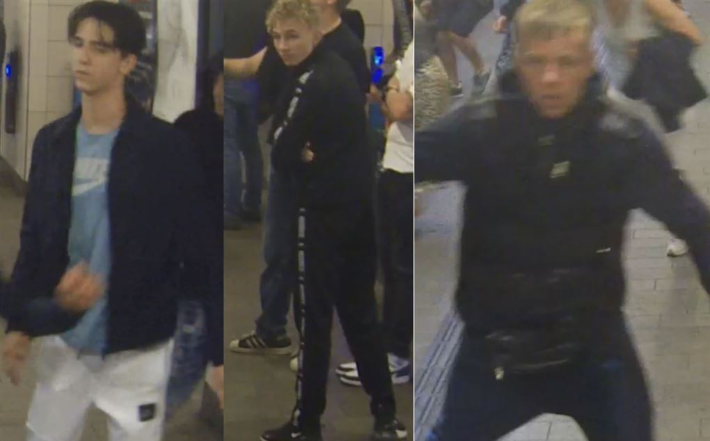 Tre billeder fra et overvågningskamera