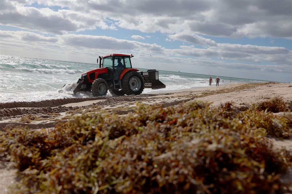 en traktor på stranden