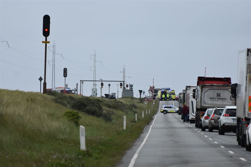 kø efter trafikulykke 