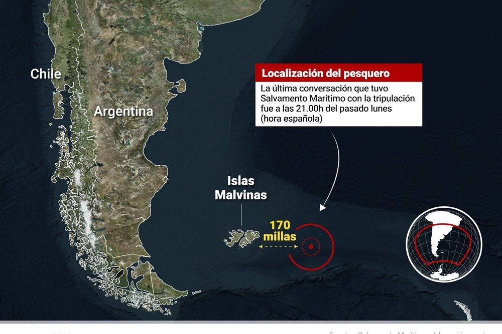 kort over sydamerika og Falklandsøerne