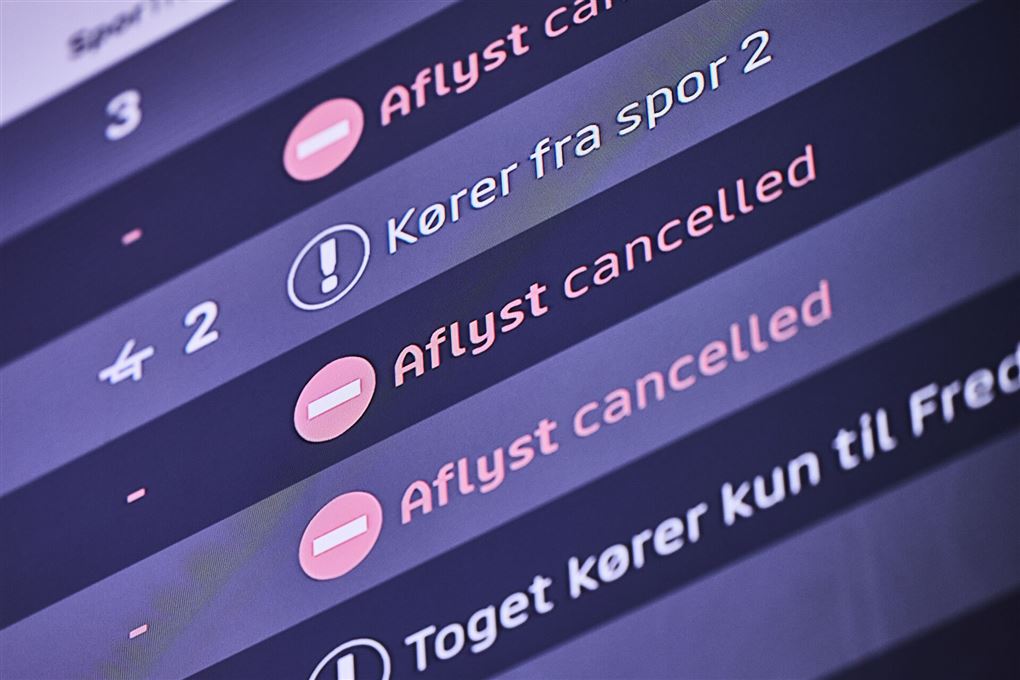 et skilt med aflysninger