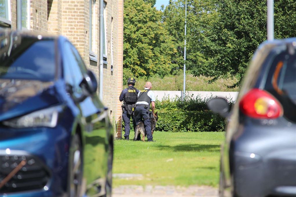 politi til stede på vej 