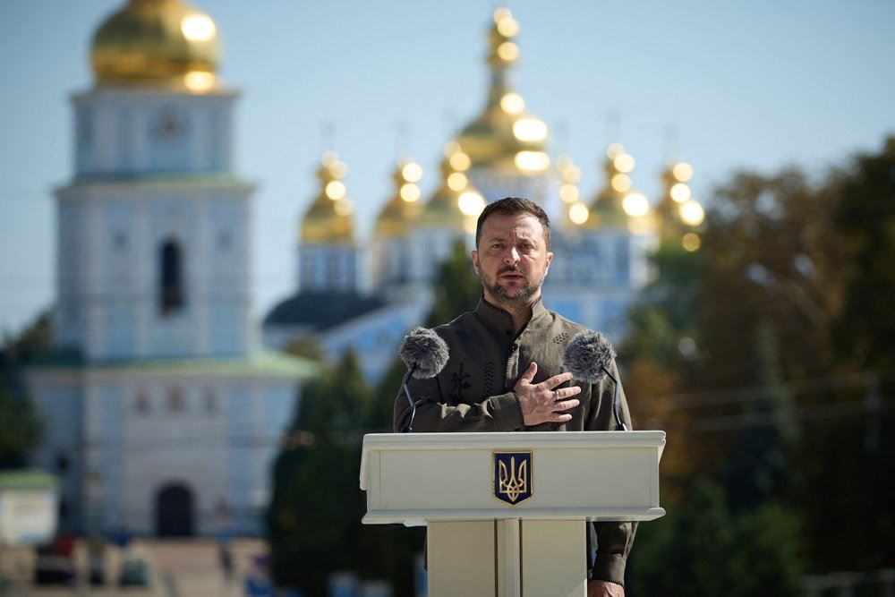 Zelenskyj på en talerstol