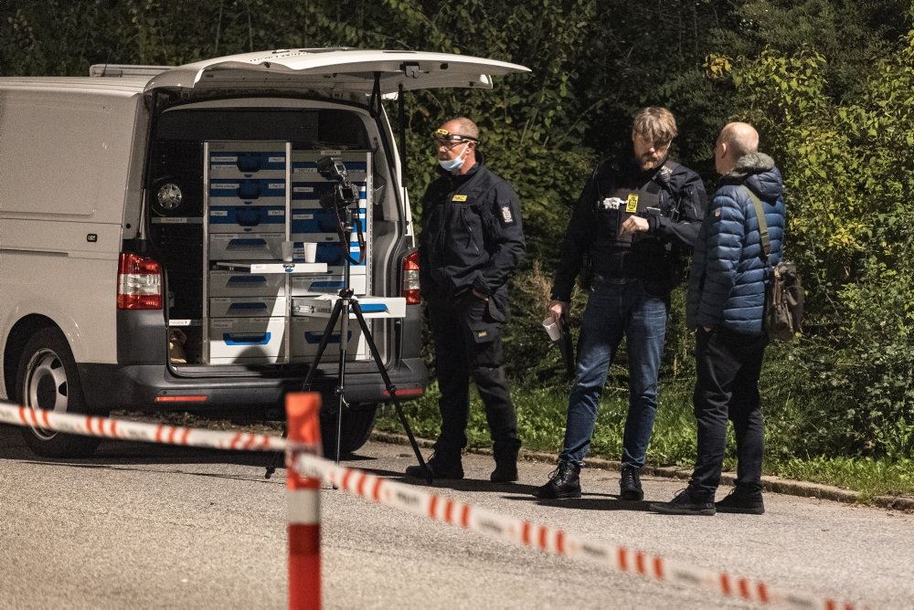politi til stede på vej