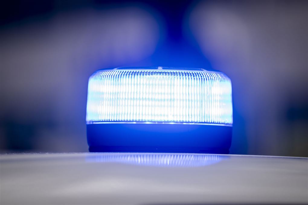 Blå blink på politibil