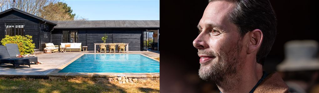 en mand og et sommerhus