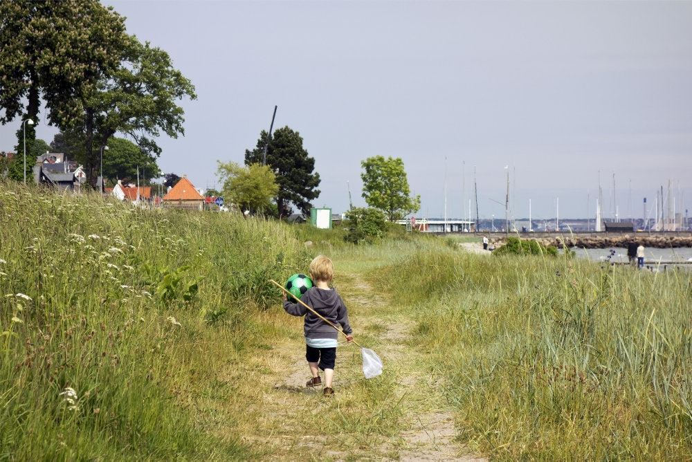 barn går i naturen