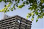 Toppen af hospital set fra park