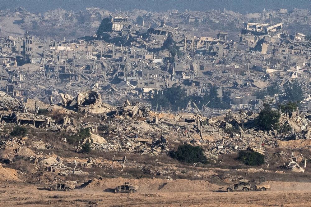 Oversigtbillede af ødelæggelser i Gaza