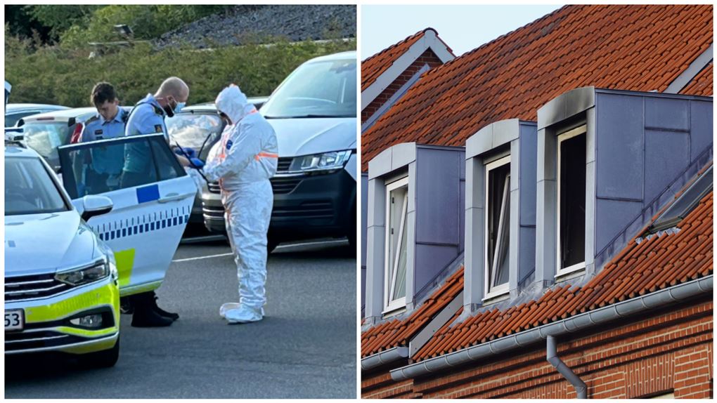 sammenkopieret billede med politi og sodet vindue